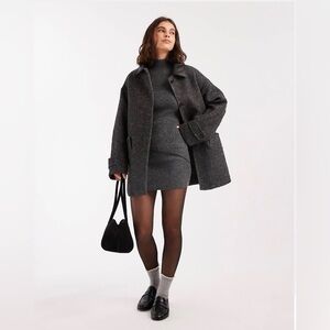 ASOS Wool Blend Textured Jacket With Collar In Herringbone